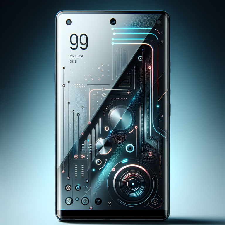 미래적인 회로 패턴과 카메라 렌즈 디자인이 강조된 스마트폰 일러스트, 디지털 기술과 인공지능 이미지를 상징하는 콘셉트 아트