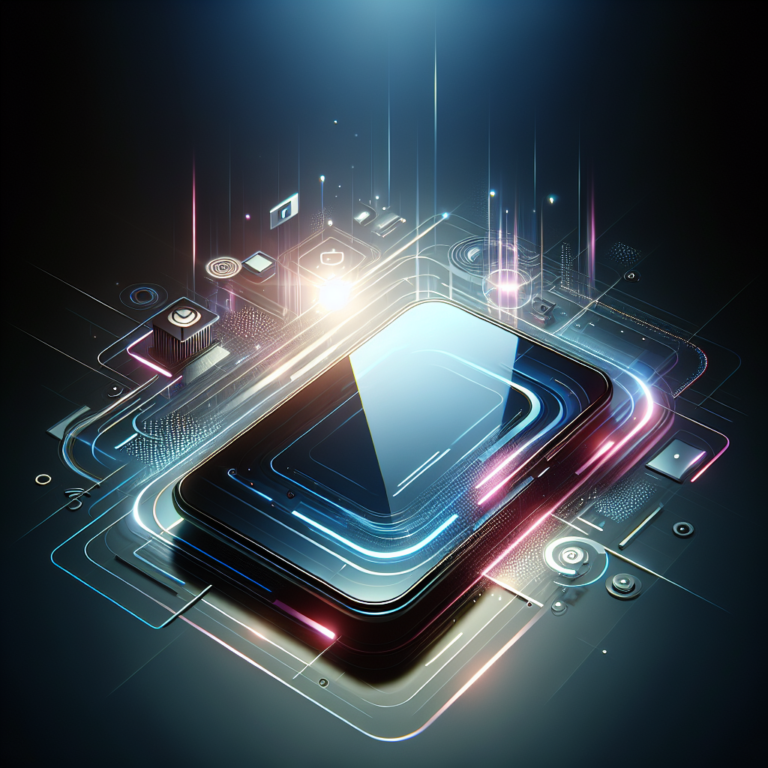 다층 구조의 빛과 회로 그래픽 속에 스마트폰 아이콘이 배치된 이미지로, 모바일 운영체제와 디지털 기술 흐름을 상징한다.