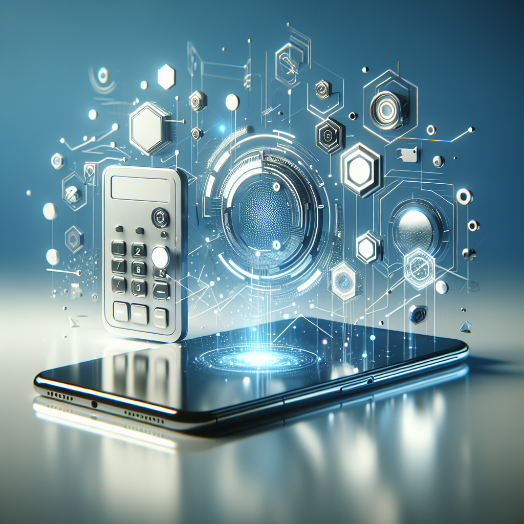 스마트폰 위에 디지털 인터페이스와 아이콘들이 떠오르며 모바일 기술과 데이터 흐름을 시각적으로 표현한 미래적인 일러스트 이미지