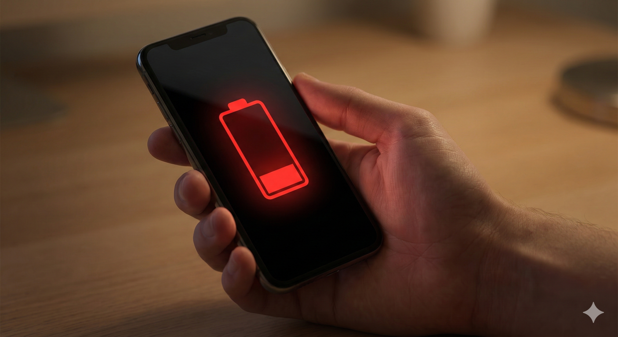 스마트폰 배터리가 바닥인 이미지