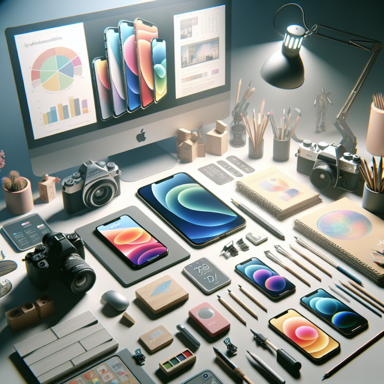 나란히 놓인 여러 스마트폰이 책상 위에서 화면과 뒷면 디자인을 비교할 수 있게 정갈하게 배치된 모습