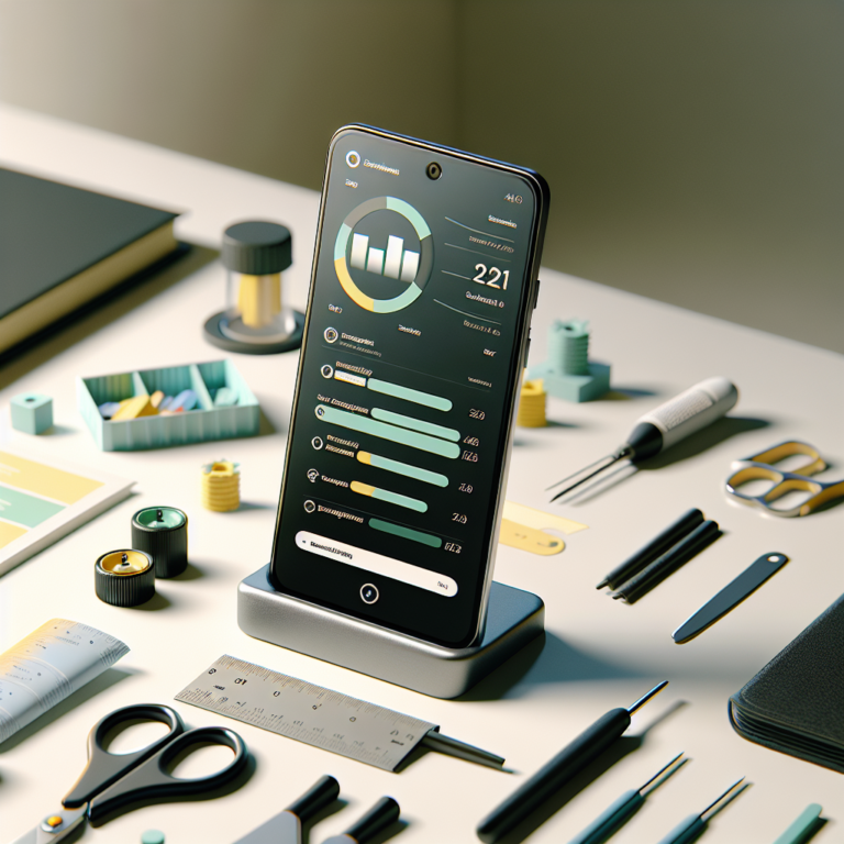 나무 책상 위에 여러 스마트폰과 간단한 설정 화면이 보이는 실내 장면