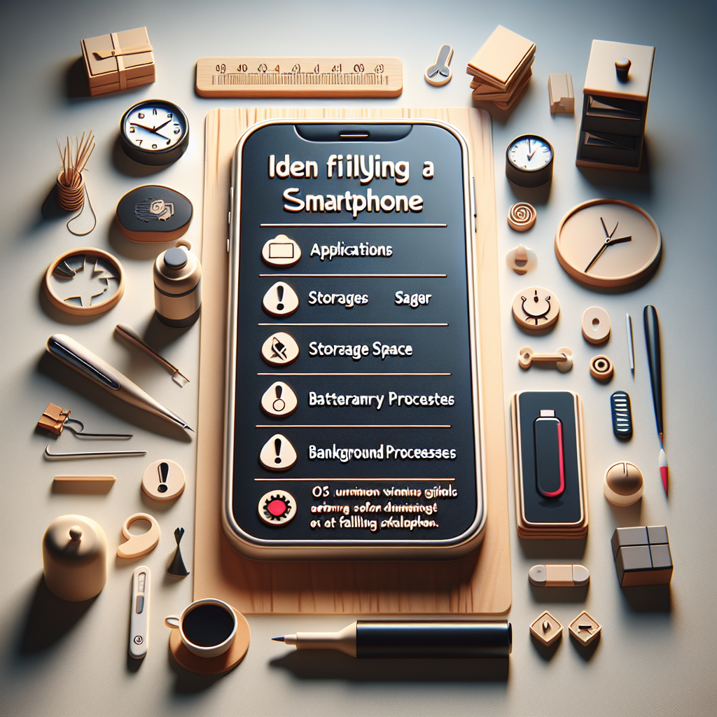 책상 위에 스마트폰 화면과 옆에 둔 체크리스트 메모를 살펴보는 사람 손