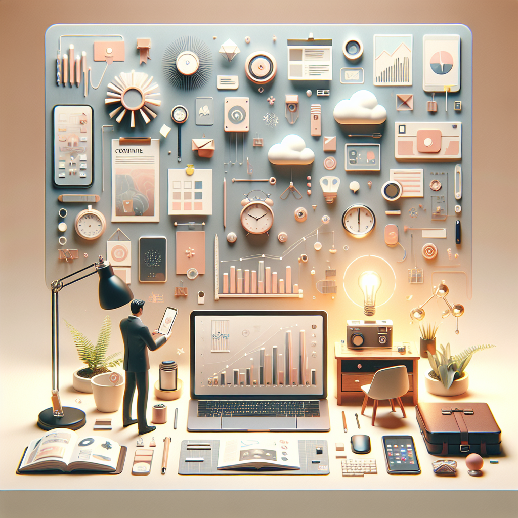 밝은 책상 위 스마트폰 화면과 옆에 놓인 노트북, 정돈된 사무용품이 놓인 실내 작업 공간