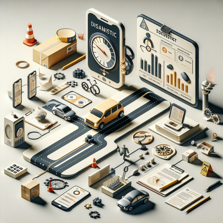 책상 위 스마트폰 화면에 설정 메뉴와 네트워크 그래프가 보이고 옆에 노트북과 메모지가 놓인 장면