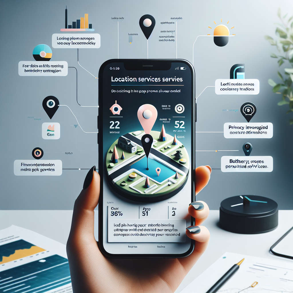 책상 위 스마트폰 화면에 위치 설정 메뉴가 열려 있고 옆에 체크리스트 메모와 펜이 놓여 있다